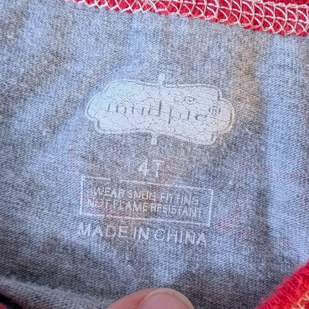 Mud Pie Toddler 4T Santa Ho Ho Ho Christmas Pajama Set Gray Red 2 Piece PJ